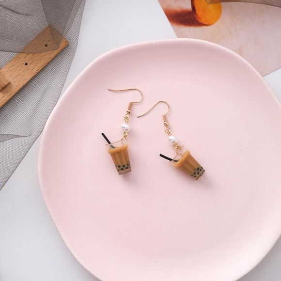 ❤️️NEW UNIQUE Cute Milk Tea Handmade Earrings J5 - Picture 3 of 5